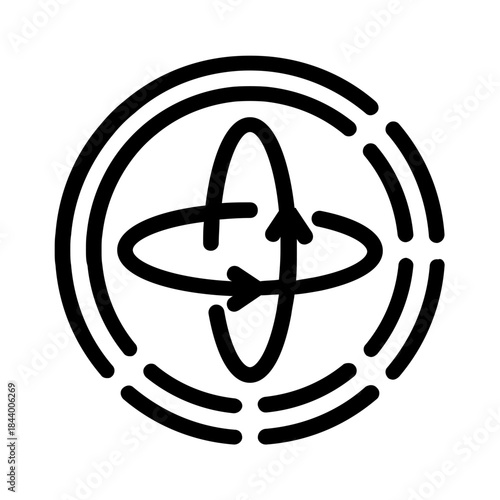 Circular symbol with arrows depicting rotational movement, perfect for illustrating energy, innovation, progress, and dynamics in various design projects.
