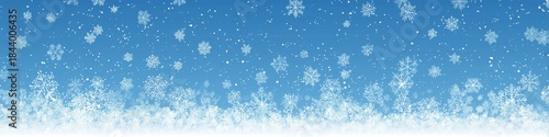 a light blue background with snowflakes at the top and bottom, creating an elegant winter theme for commercial web design or social media banners Generative AI