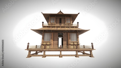 Traditional Japanese House Interior with Tatami Mats and Shoji Doors