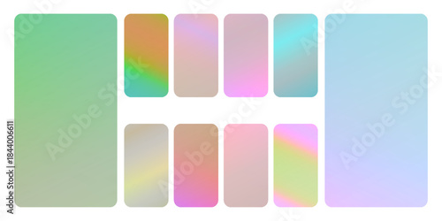 Vibrant and soft pastel gradient smooth color background set for devices, pc and modern smartphone screen soft pastel color backgrounds vector ux and ui design illustration.