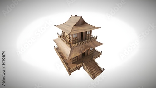 Traditional Japanese House Interior with Tatami Mats and Shoji Doors