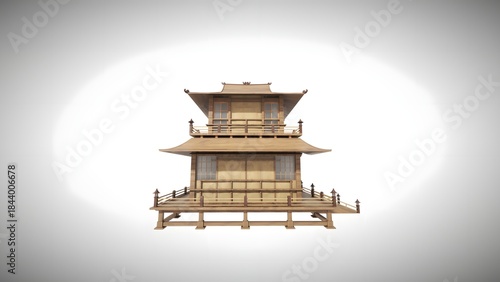Traditional Japanese House Interior with Tatami Mats and Shoji Doors