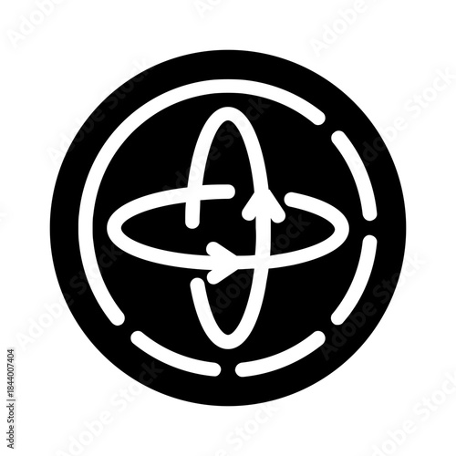 Circular symbol with arrows depicting rotational movement, perfect for illustrating energy, innovation, progress, and dynamics in various design projects.
