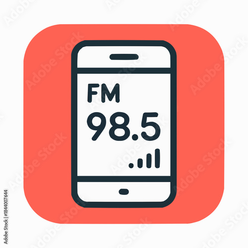Mobile FM Radio App Icon Flat Design

