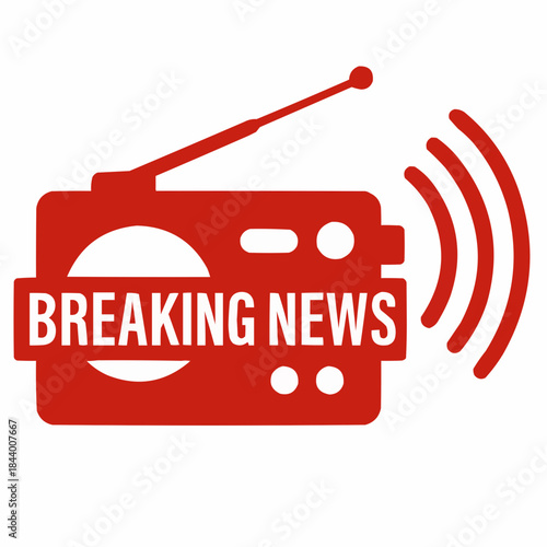 Breaking News Radio Broadcast Flat Illustration

