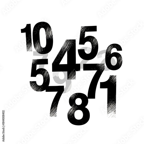 Creative black and white numbers with shadow effects arranged in a pattern