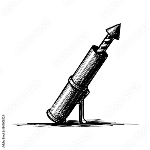 Creative Illustration of a Pen Designed as a Rocket in a Minimalist Style
