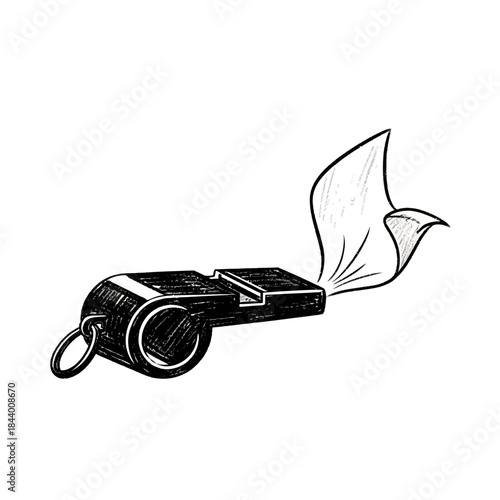 Whistle with a paper airplane attached symbolizing creativity and communication innovation