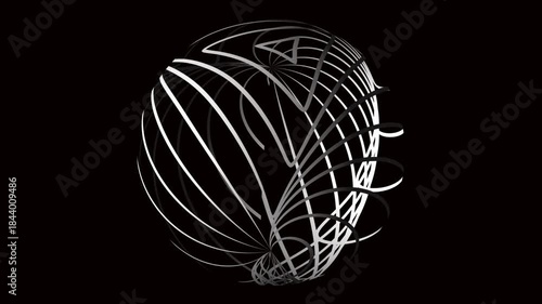 White Neon Wire Sphere Abstract Futuristic Rotation Loop