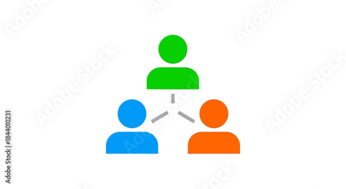 stylized people icons forming a hierarchical network representing team collaboration leadership and organizational structure for modern business management.