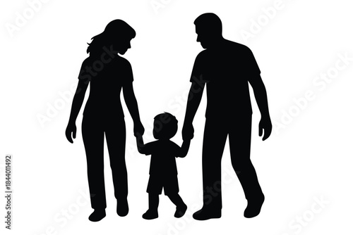United walking family silhouette ideal for heartfelt emotional vector illustrations.