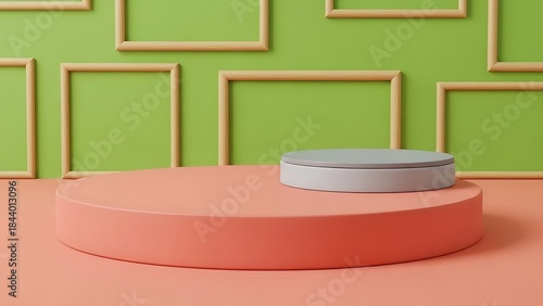 Stylish presentation stage backdrop with geometrical shapes for product display