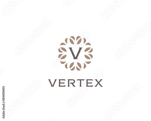 Premium monogram letter V initials logo. Universal symbol icon  design. Luxury abc leaf logotype.