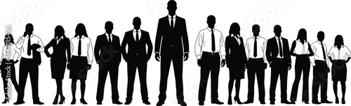 Business leadership silhouettes of professional men, standing confidently, representing teamwork, management, corporate success, strategy, vision, diversity, growth, power, authority, influence