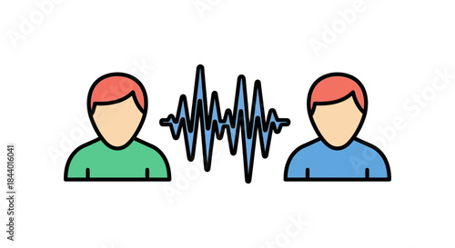 voice communication between two people with sound wave icon illustrating online call customer support service and digital conversation concept