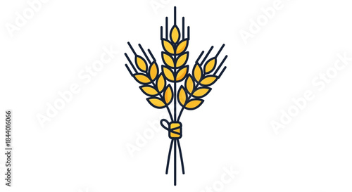 wheat ears bundle line icon minimal golden cereal crop illustration on white background for bakery branding agriculture and organic food labels