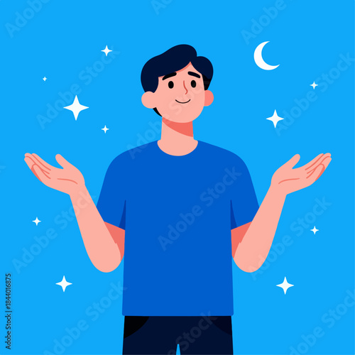 vector illustration of people welcoming Ramadan