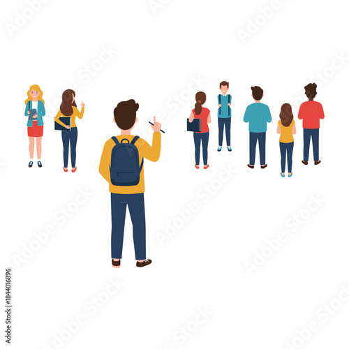 A lecturer giving a presentation to a group of students.