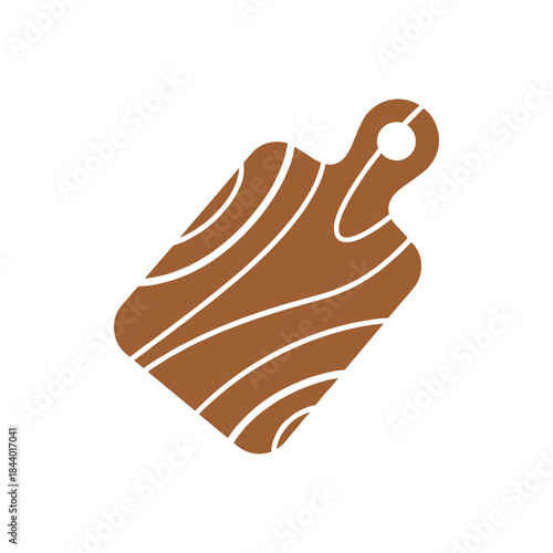 A simple brown wooden cutting board illustration with grain lines.