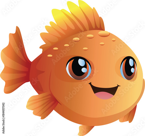 bright orange gold fish cartoon character