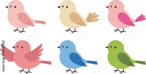 Cartoon Bird Collection – Colorful Rounded Animal Icons