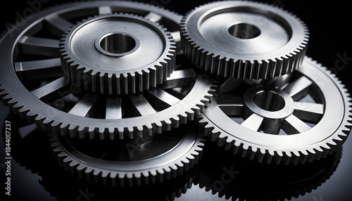 Wallpaper Mural Closeup view of interlocking metal gears in a mechanical assembly. Torontodigital.ca