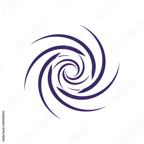 Abstract purple spiral vortex symbol on a white background.