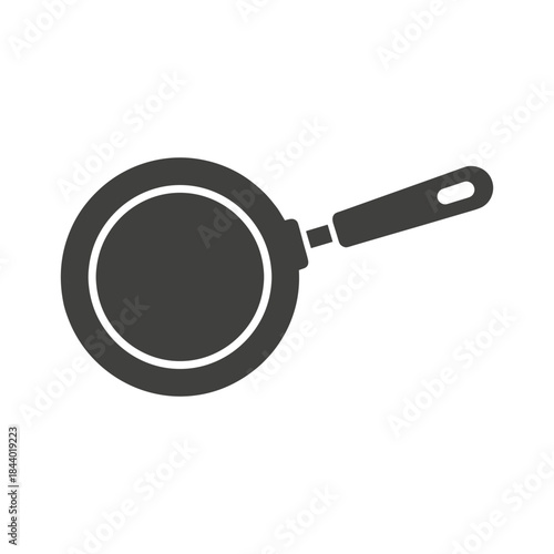 Black frying pan glyph icon top view silhouette.