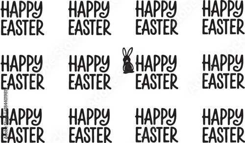 Happy Easter Grid – Bunny Silhouette Puzzle Design