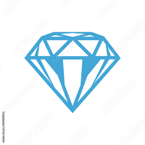 Blue Diamond Gemstone Vector Illustration on White Background.