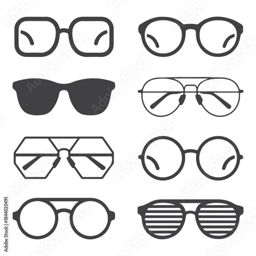 Trendy Optical & Sunglasses Icon Bundle, Eyewear Icons Collection