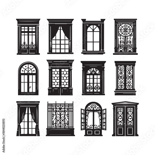 Classic European Window Silhouettes – Decorative Vintage Frame Bundle