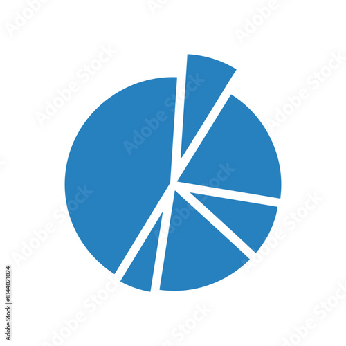 Blue Pie Chart with Unequal Segments Illustrating Data Distribution.