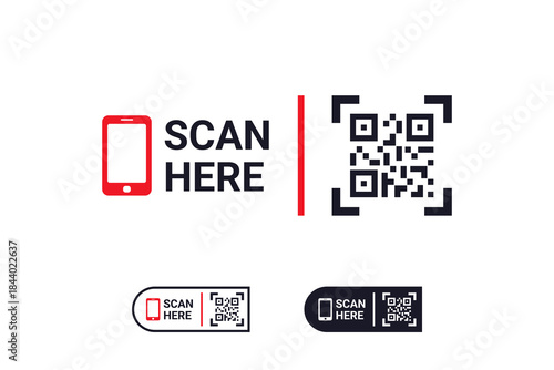 Set of Qr code frame vector. Scan me icon design. Qr code mock up vector design for poster, banner, flyer.