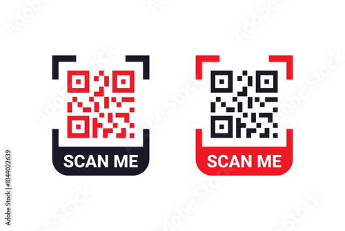 Set of Qr code frame vector. Scan me icon design. Qr code mock up vector design for poster, banner, flyer.