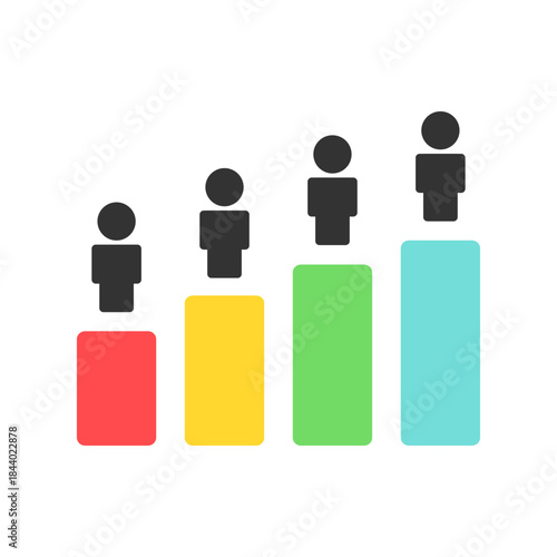 Population chart. Society, community, diversity, statistics, ratio, measure concepts. Flat people character vector design isolated illustration.