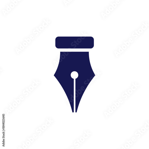 Classic fountain pen nib icon in dark blue color.