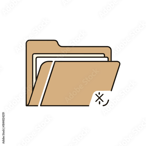 Corrupted file folder icon with a broken link symbol.