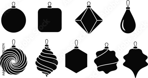Geometric Christmas Bauble Ornament Icons Set