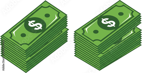 Stack of Dollar Bills Illustration Icon Showing Cash Money Piles Representing Wealth, Finance, Income, Savings, and Business Profit Concepts for Web and App Design