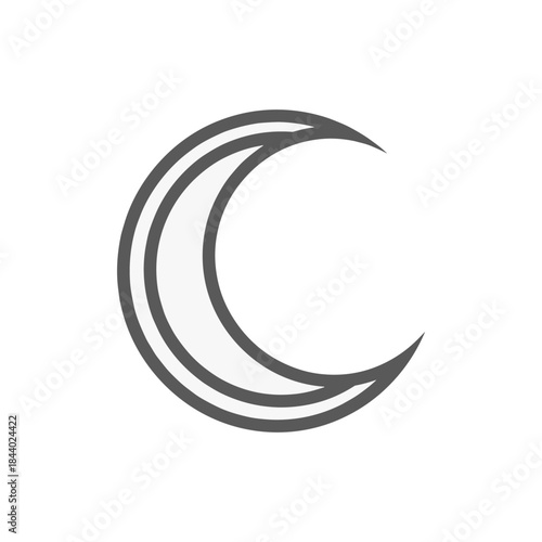 Crescent Moon Symbol Minimalist Line Art.