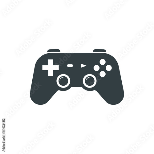 Dark Game Controller Icon on White Background.