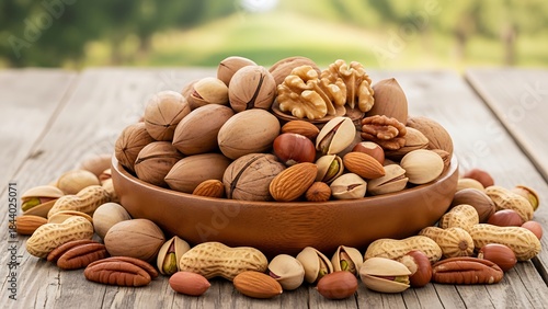 Minimalist macro photography American nuts variety natural texture healthy snack and plant based nutrition concept isolated background for clean food branding and diet promotion