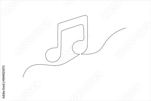 Music note continuous one line drawing on white background