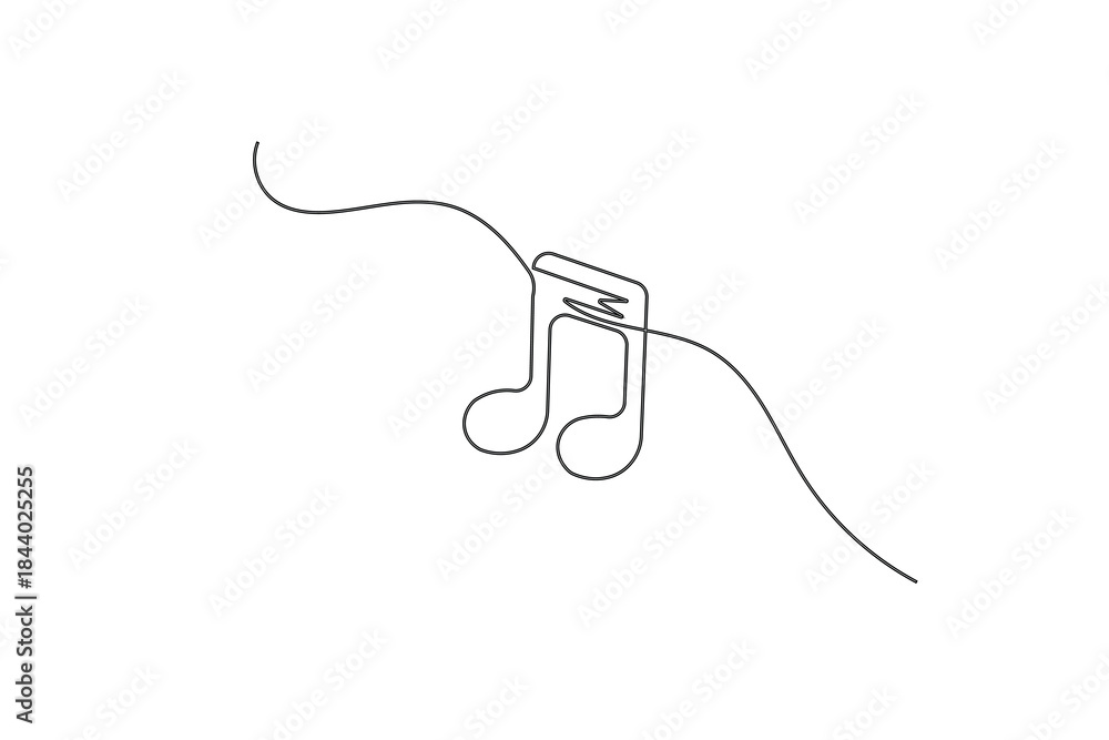 Obraz premium Music note continuous one line drawing on white background