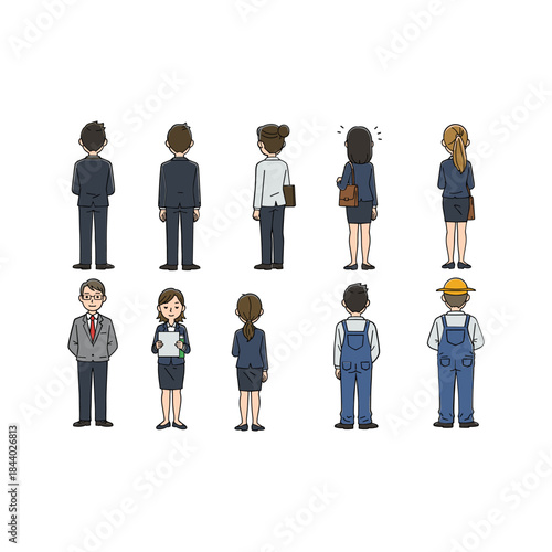 Diverse Group of People in Casual and Professional Attire Standing Together 1.