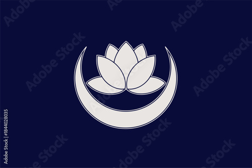 Serene Lotus Moon Emblem Design for Tranquil Spaces, Graphic Art, Minimalist Style