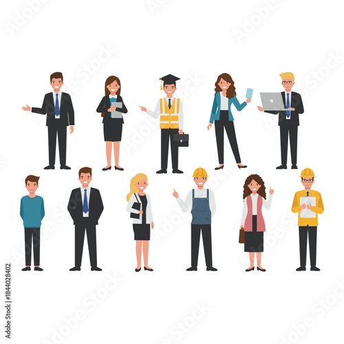 Diverse group of professional individuals representing various occupations and careers.