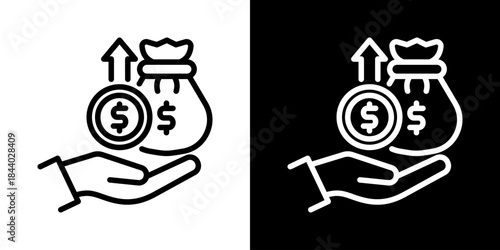 Profit Icon Of Line Black And White Style 