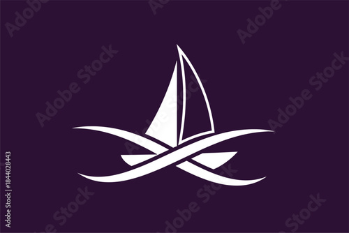 Sailing Adventure, Yacht, Open Sea, Logo Design, Digital Artwork, Professional View, Nautical Concept